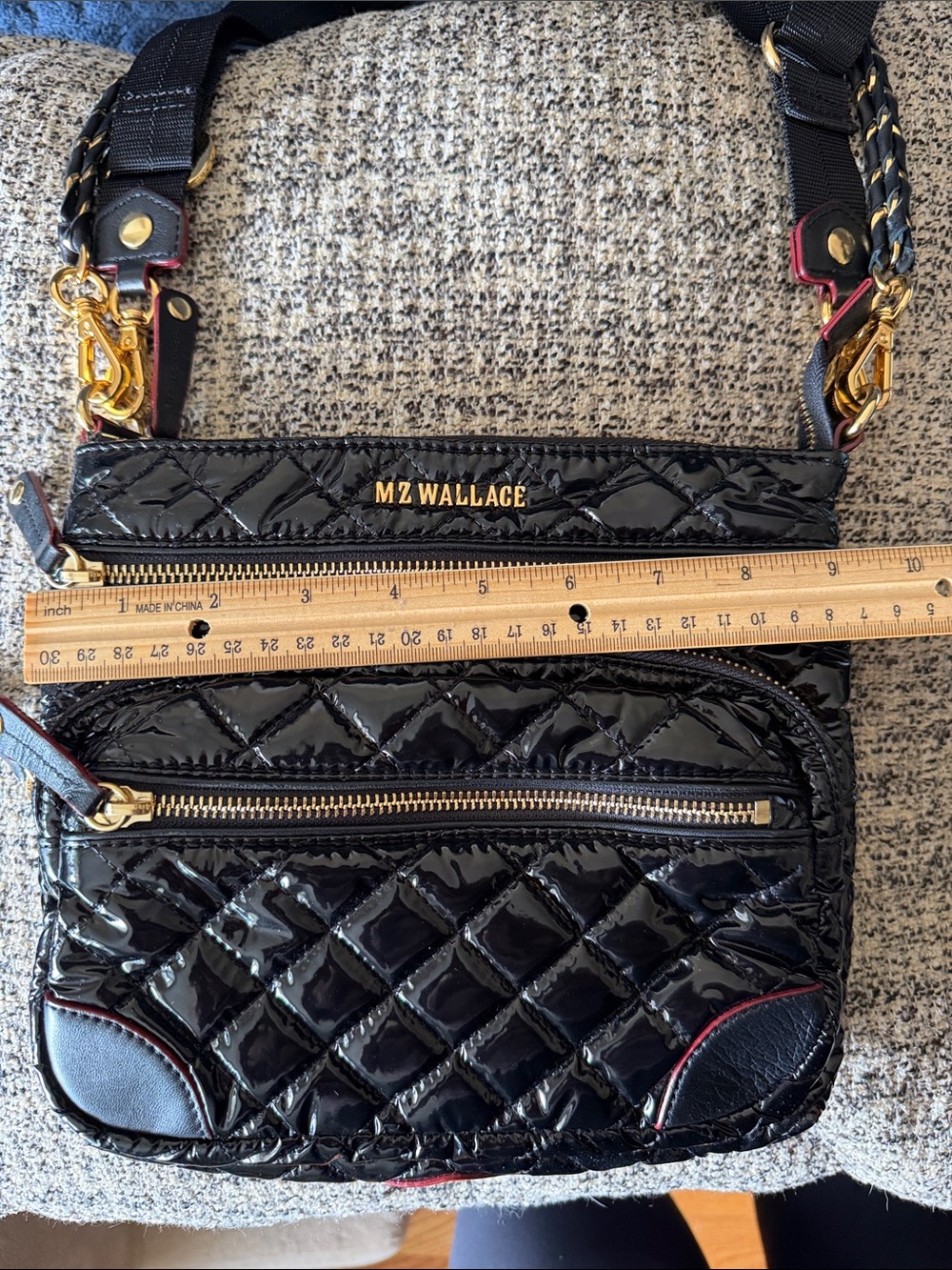 MZ Wallace Black Quilted Patent Crossbody with Gold Hardware - Picture 8 of 8